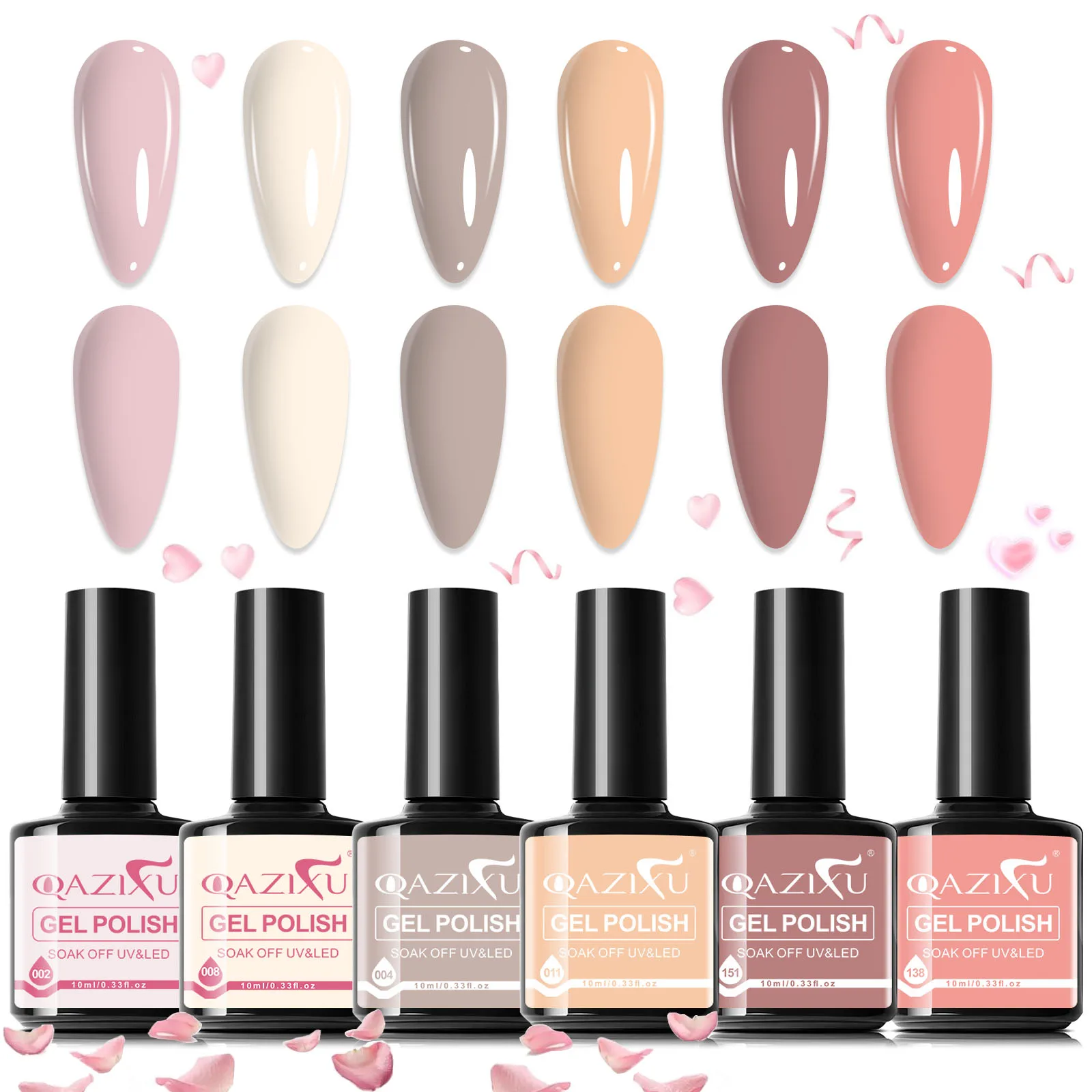 1/6-teiliges Nude Collection Gel-Nagellack-Set, ablösbarer UV-LED Semi-Permanent Nagelkunst-Kit für French Manicure DIY, beliebte Farben