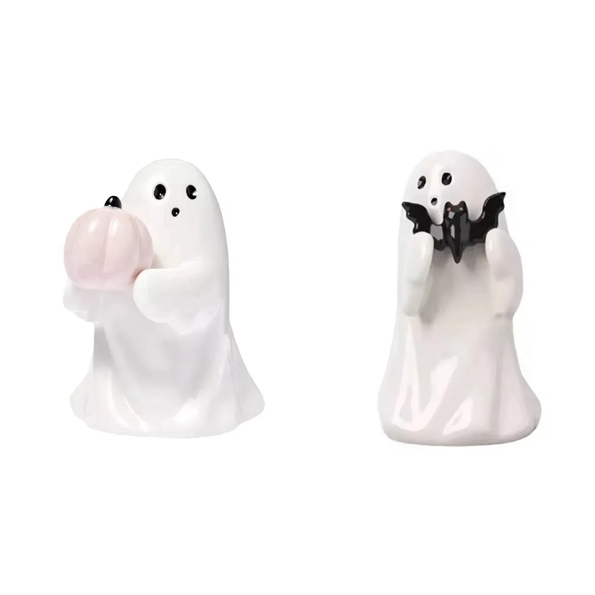 Halloween Resin Ghost Holding Pumpkin and Bat Garden Statue Ornaments Scene Decoration Multi-Scene Resin Crafts