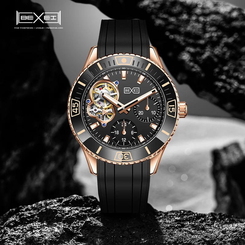 BEXEI 9253 Diving watch mechanical Automatic Movement Man watch sapphire K1 Crystal Business style