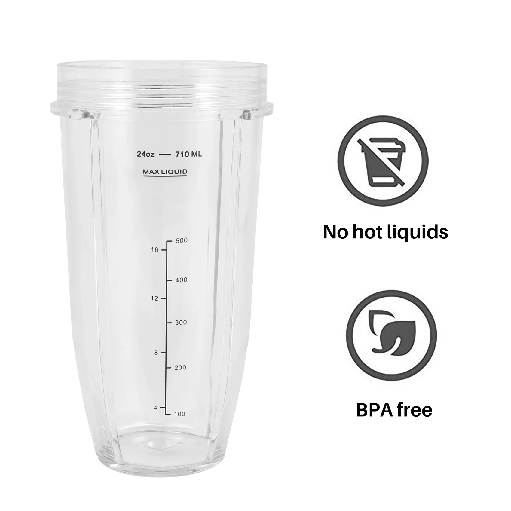 ABHZ-2 Pack Replacement 24Oz Cup With Spout Lid For Nutri Ninja Auto IQ Series Blenders With BL450/BL454/BL456/BL480/BL481