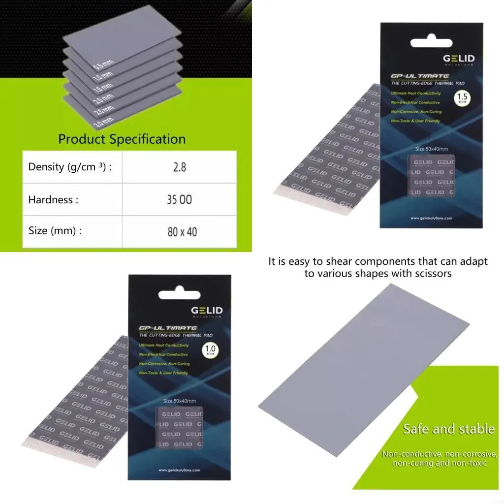 E1PF Heatsink Pad Slip proof Silicone Heat Transfer Pad Enhanced Thermal Managemen