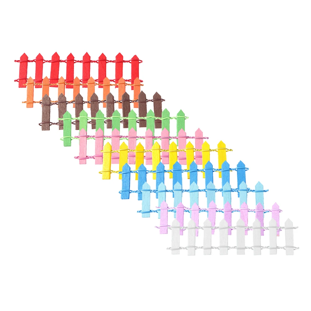 

10pcs Mini Wooden Fence For Fairy Garden Christmas Tree Micro Landscape Diy Bonsai Ornament Mixed 10 Colors Flexible Miniature