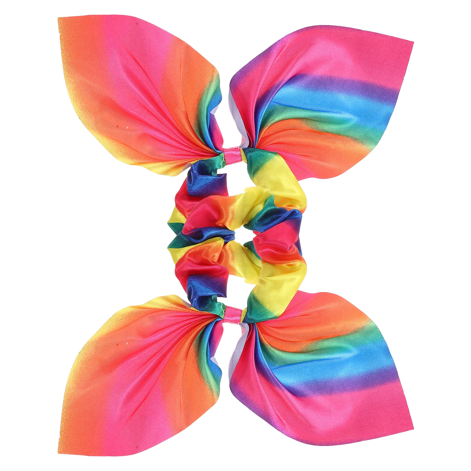 

2 Pcs Rabbit Ear Hair Tie Elastic Ponytail Holder Cloth Hair Rope for Girls Rainbow Bunny Scrunchies Everyday Gifts