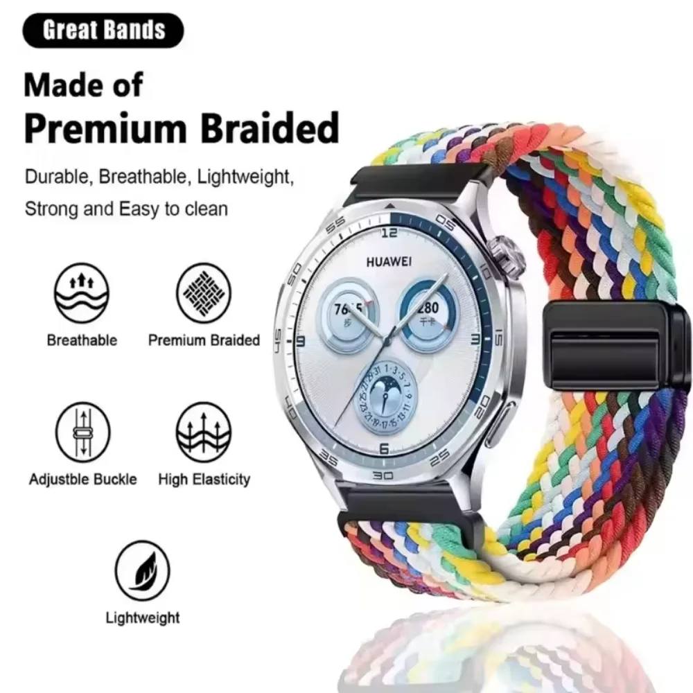22/20 مللي متر النايلون مضفر حزام لهواوي ساعة 5 4 GT6 GT5 GT4 46 مللي متر الفرقة سامسونج ساعة 7 6 5 4 المغناطيسي مشبك تنفس سوار #4