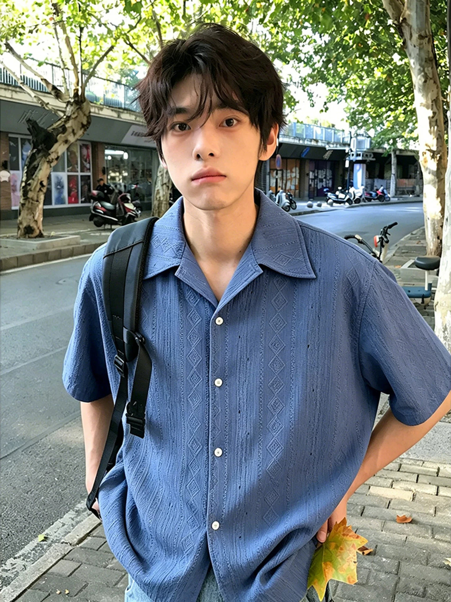 Lightweight Breathable Men's Cuban Collar Shirt Summer Short Sleeve Embroidered Hollow out Design Anti-UV Casual Comfortable