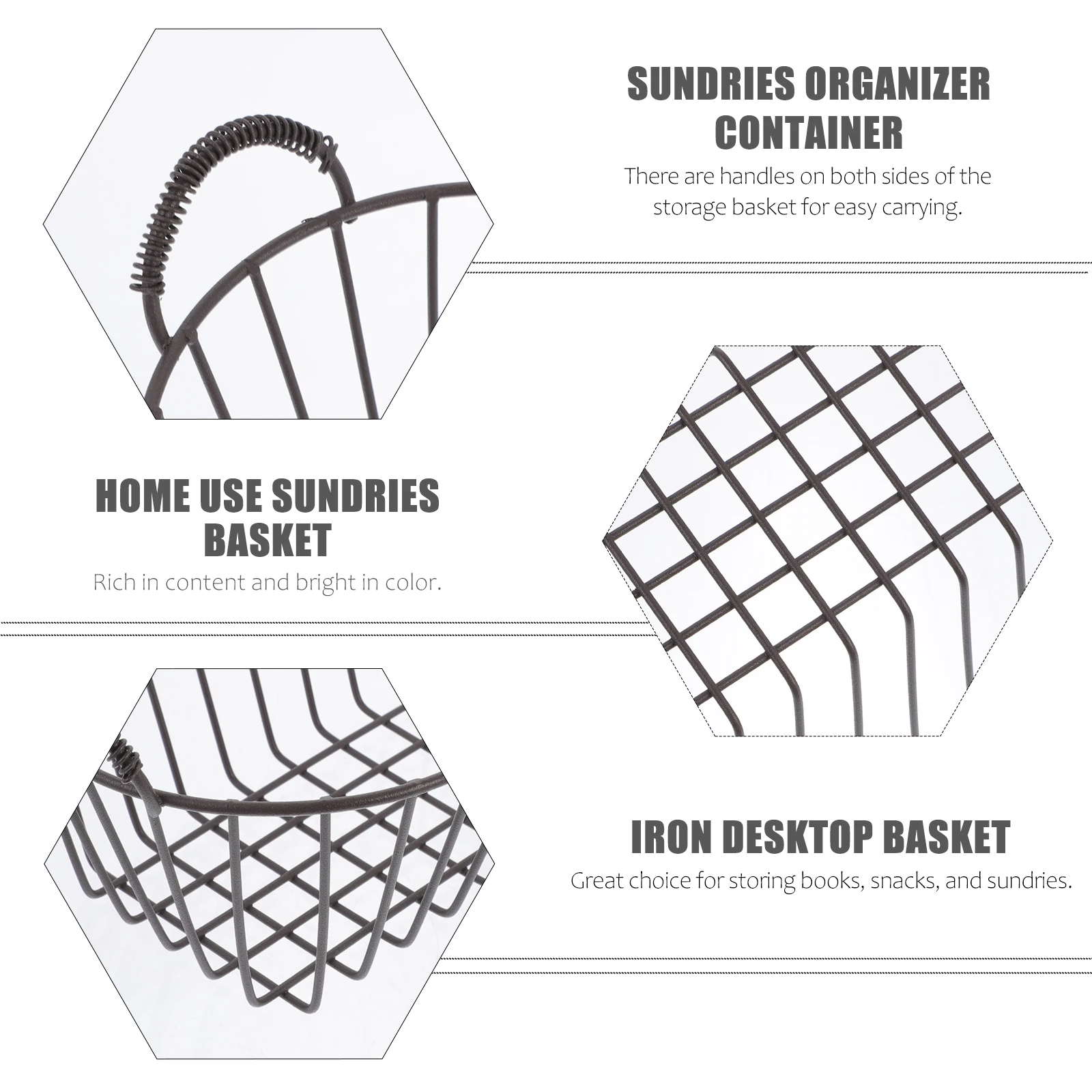 

Iron Sundries Storage Basket Household Organizer Container Desktop Multipurpose Container Oval Beauty Brush Holder Easy