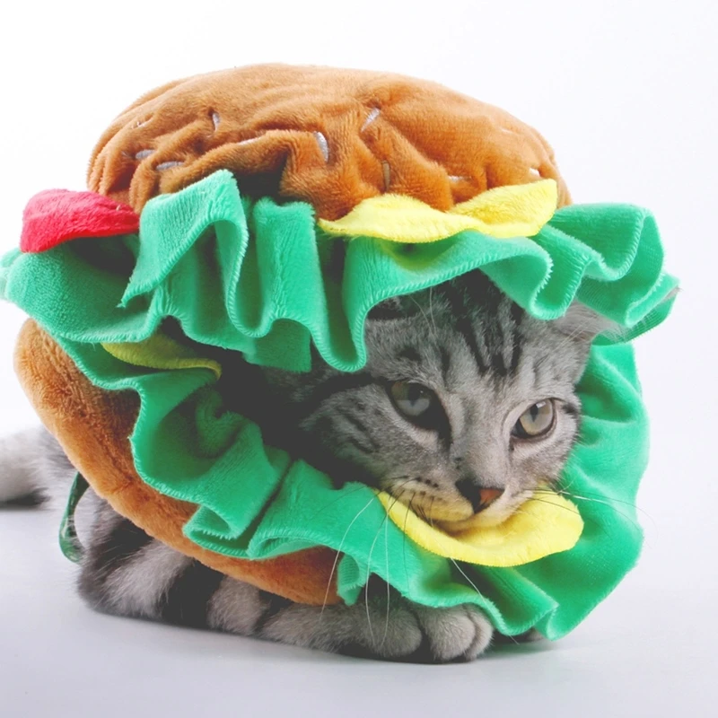 Kitten Headwear Hat Soft Hamburger Headwear Hat for Dogs Festival Gift Halloween Supplies Dropshipping