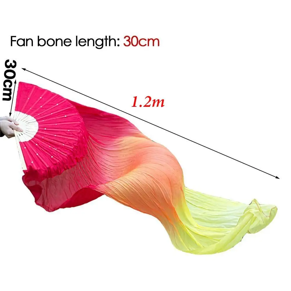 Hot Sell Gradient Color Belly Dancing Fan Multicolors 1.2m Long Imitation Fan Square Dancing Dance Accessories