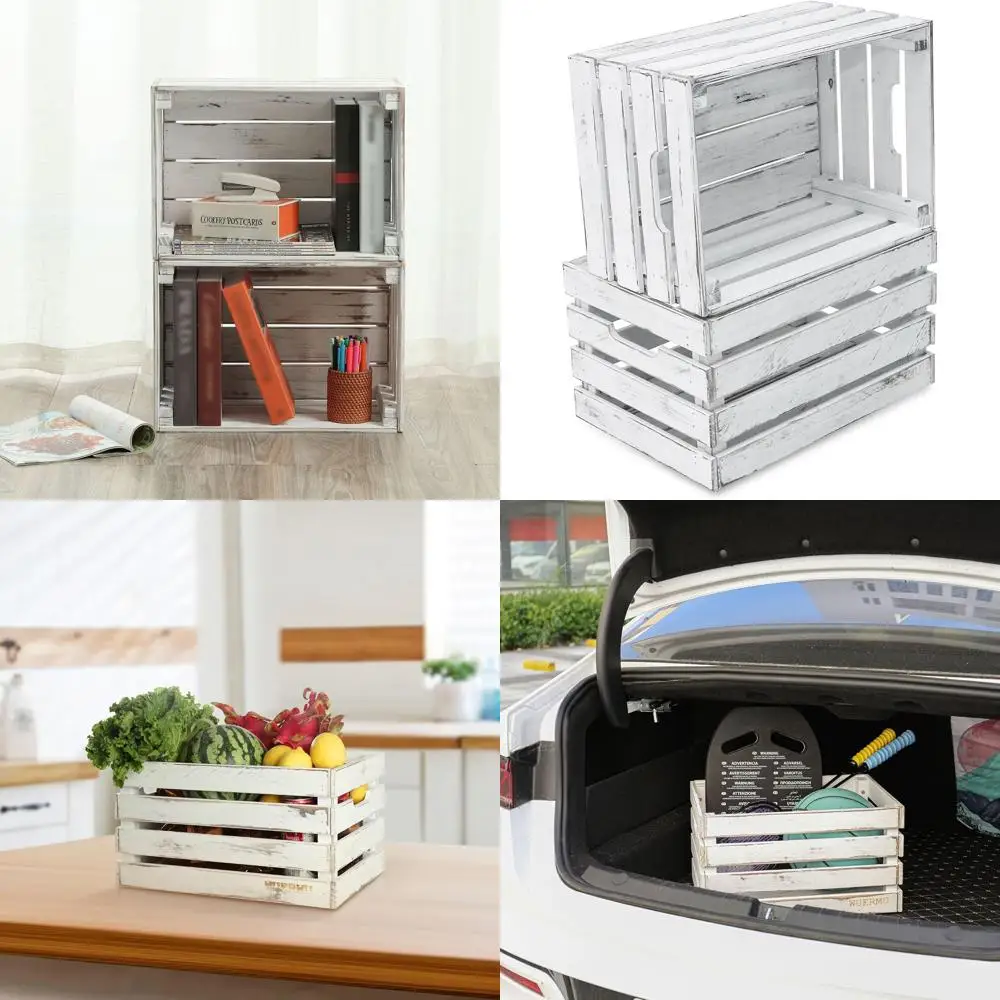

Versatile Wooden Crates Set - Durable Storage for Milk, Wine, Festivals, Camping, and More