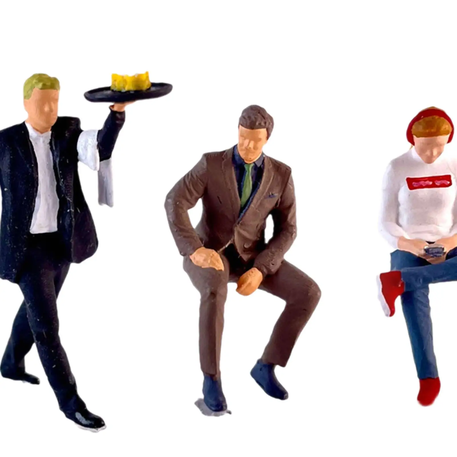Juego de 3 mini figuras de restaurante a escala 1:64 para decoración de micropaisaje