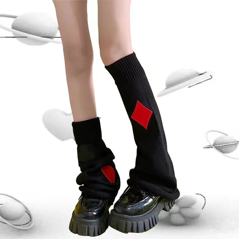 2023 Japanese Love Leg Socks Punk Knitted Socks Y2K Medium Tube Calf Socks Leg Warmers Harajuku Gothic Hot Girl JK Accessories