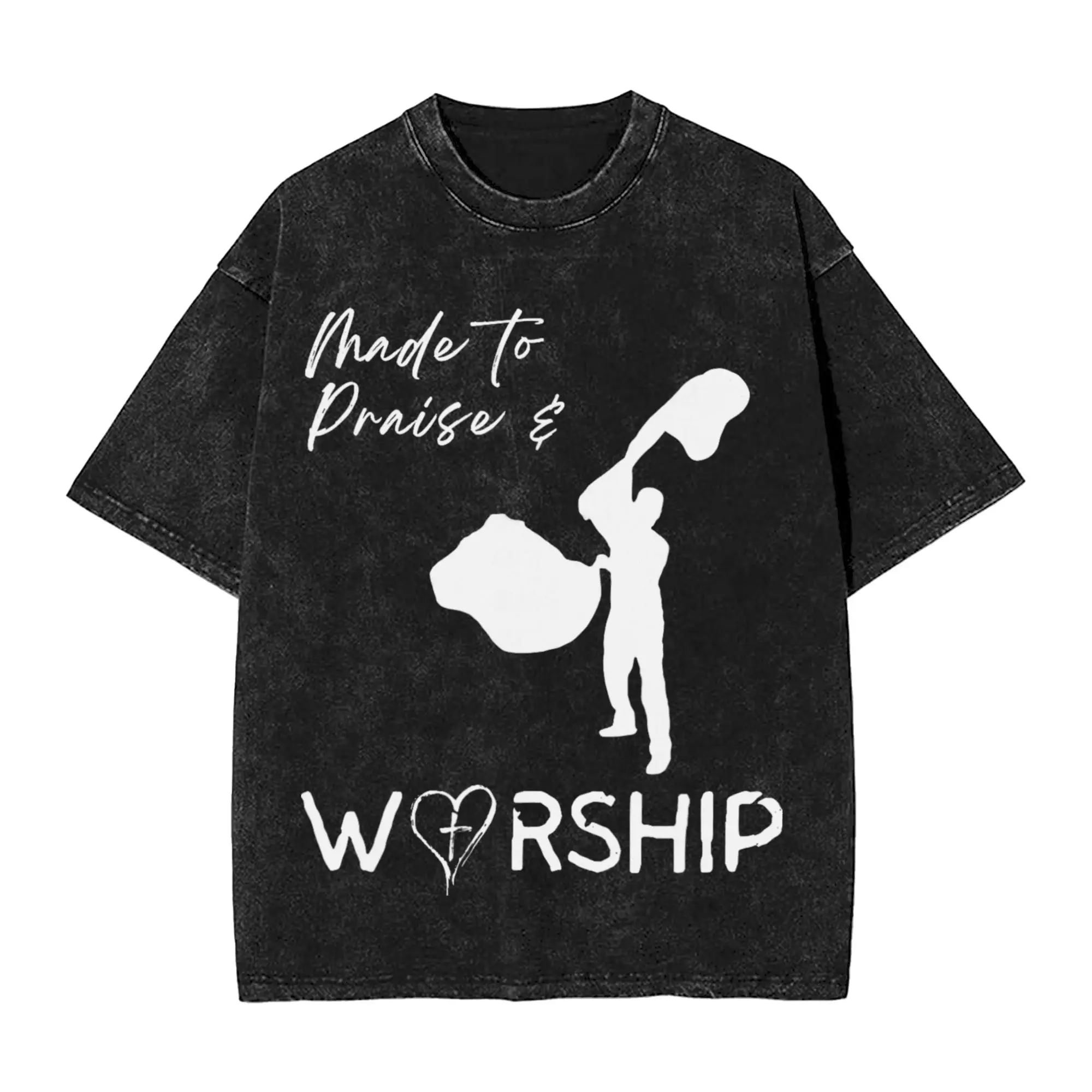 Made to Praise Worship Flagging Christian Flag Ministry Men's T Shirt Washed Leisure Tee Shirt Short Sleeve Crew Neck T-Shirts