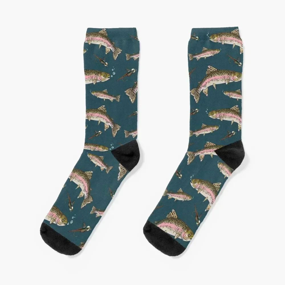 

Rainbow Trout Socks halloween cute new year hockey Socks Girl Men's