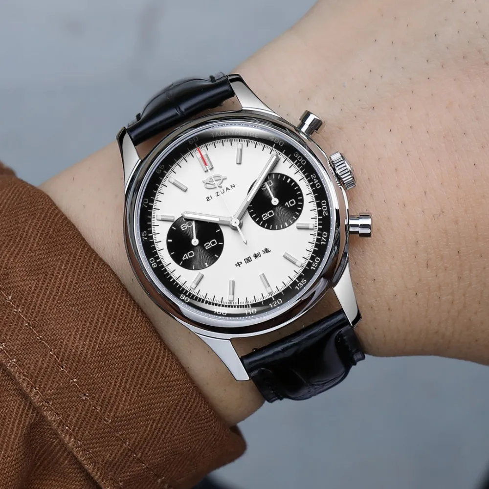 SEAKOSS 1963 Panda Chronograph Men Watch Seagull ST1901 Gooseneck Mechanical Movement 40mm Sapphire Luminous Pilot Wristwatch