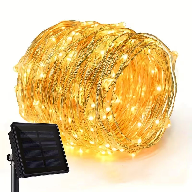 Solar Power LED Garland 8 Modes Twinkle Waterproof Outdoor Garden Decor Fairy Lights for Fence Patio Balcony Tree Plant