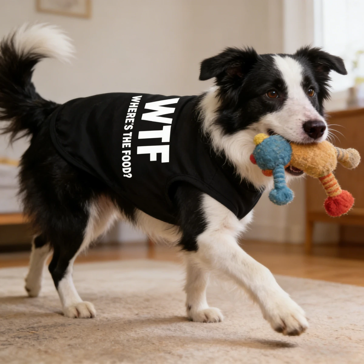 1pc Letter Print Dog Vest Tank Top, Featuring A Playful 'Where's The Food' Back Print