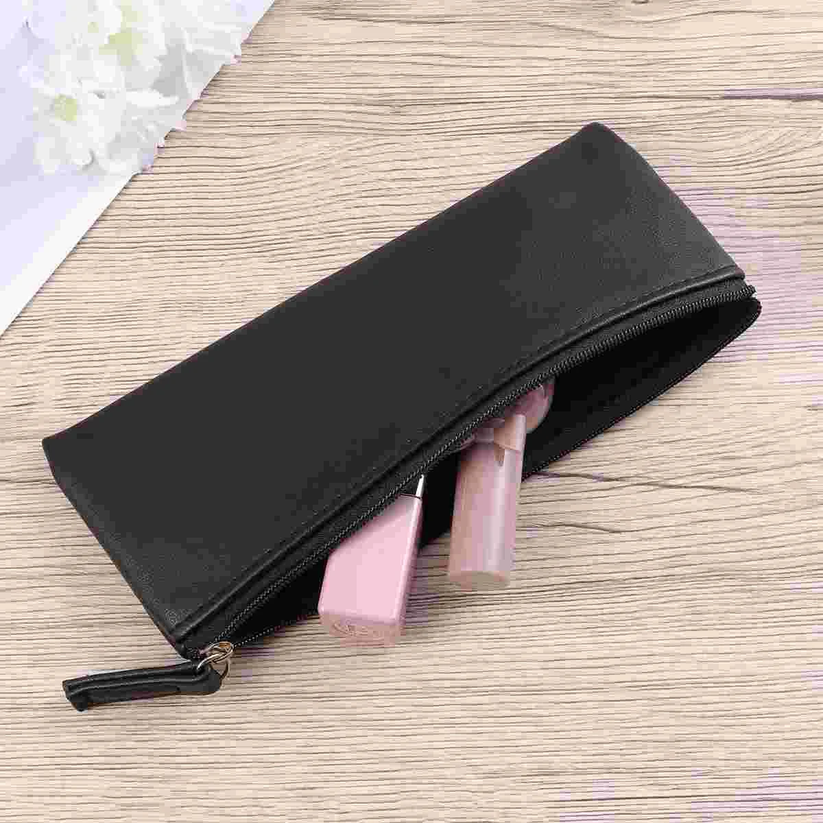 Pencil Case Organizer Customized Zip Around Wallet Black Minimalist Student