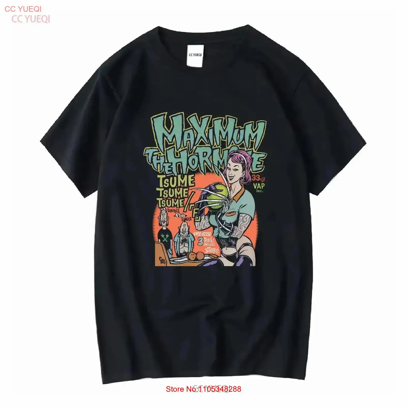 Camiseta preta vintage NH8660 do tour MAXIMUM THE HORMONE 2008 do grupo japonês de heavy metal, com lavagem desgastada, elegante e moderna para homem.