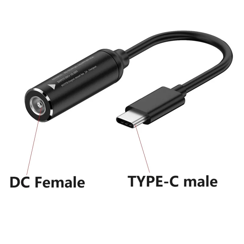 DC Female to TYPE-C Power Adapter Conversion cable Laptop Charger Cord USB C Connector PD 65W Fast Charging Cable Converter