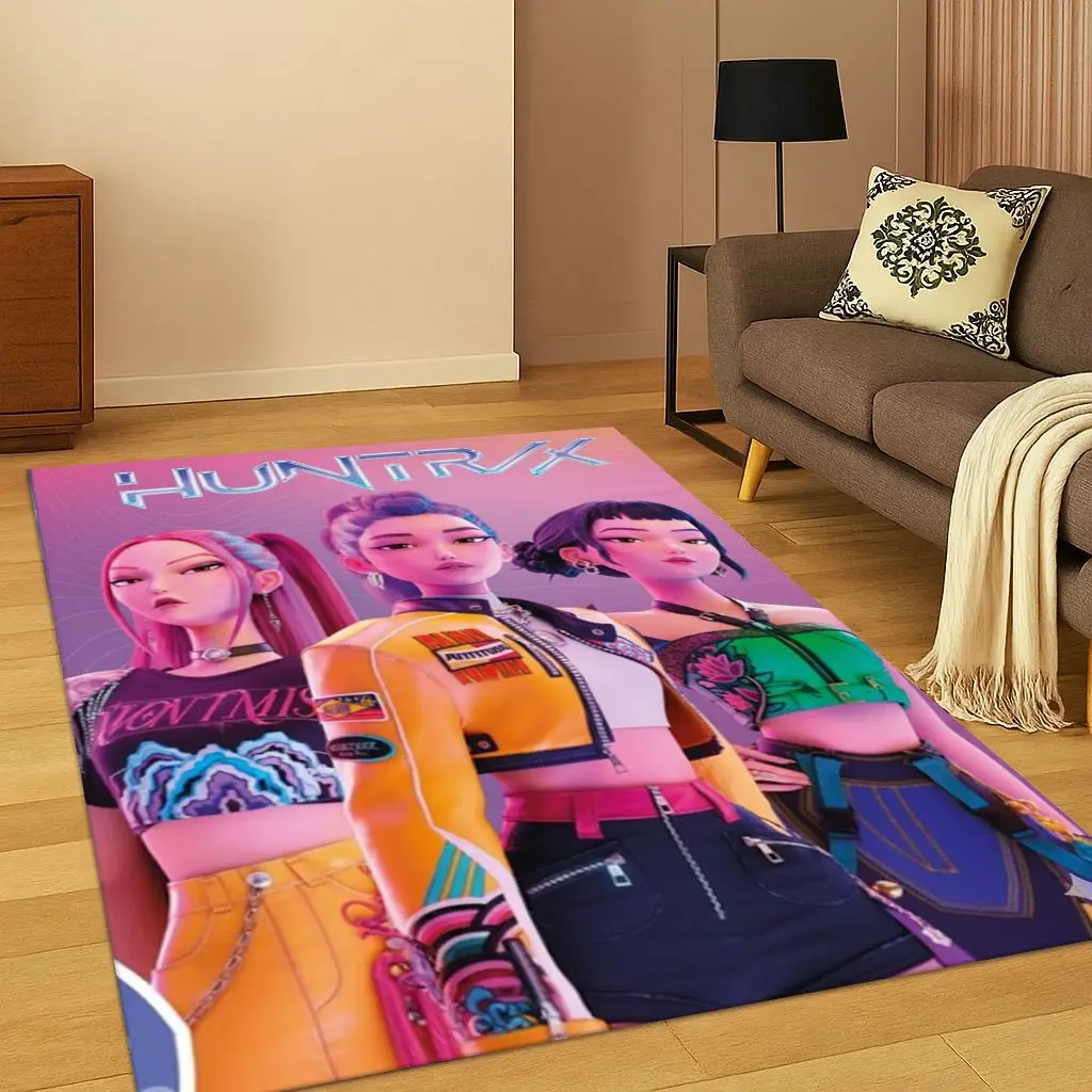 

3D-ковер «Охотники на демонов» (K-pop: Руми, Мира, Зои) для спальни, гостиной, дивана, домашнего декора, нескользящий напольный коврик, подарок