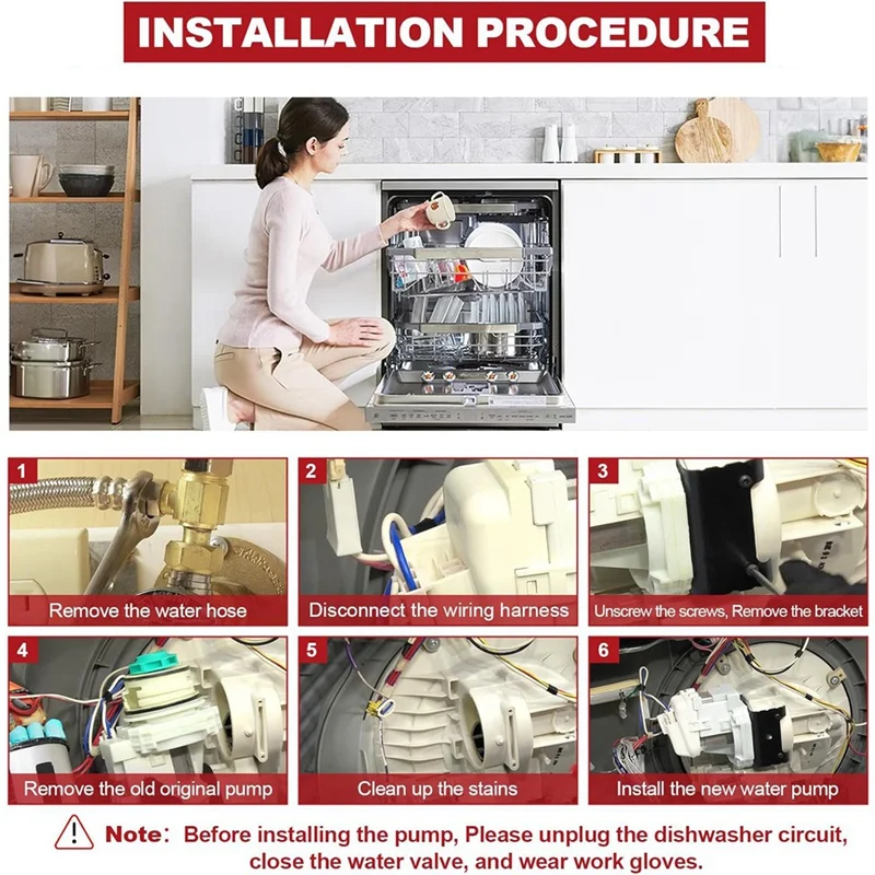 5304519906   مضخة غسالة الأطباق ومجموعة المحرك لـ Frigidaire IKEA White Westinghouse AP 6840161   PS 12712308   EAP 12712308 -A66K