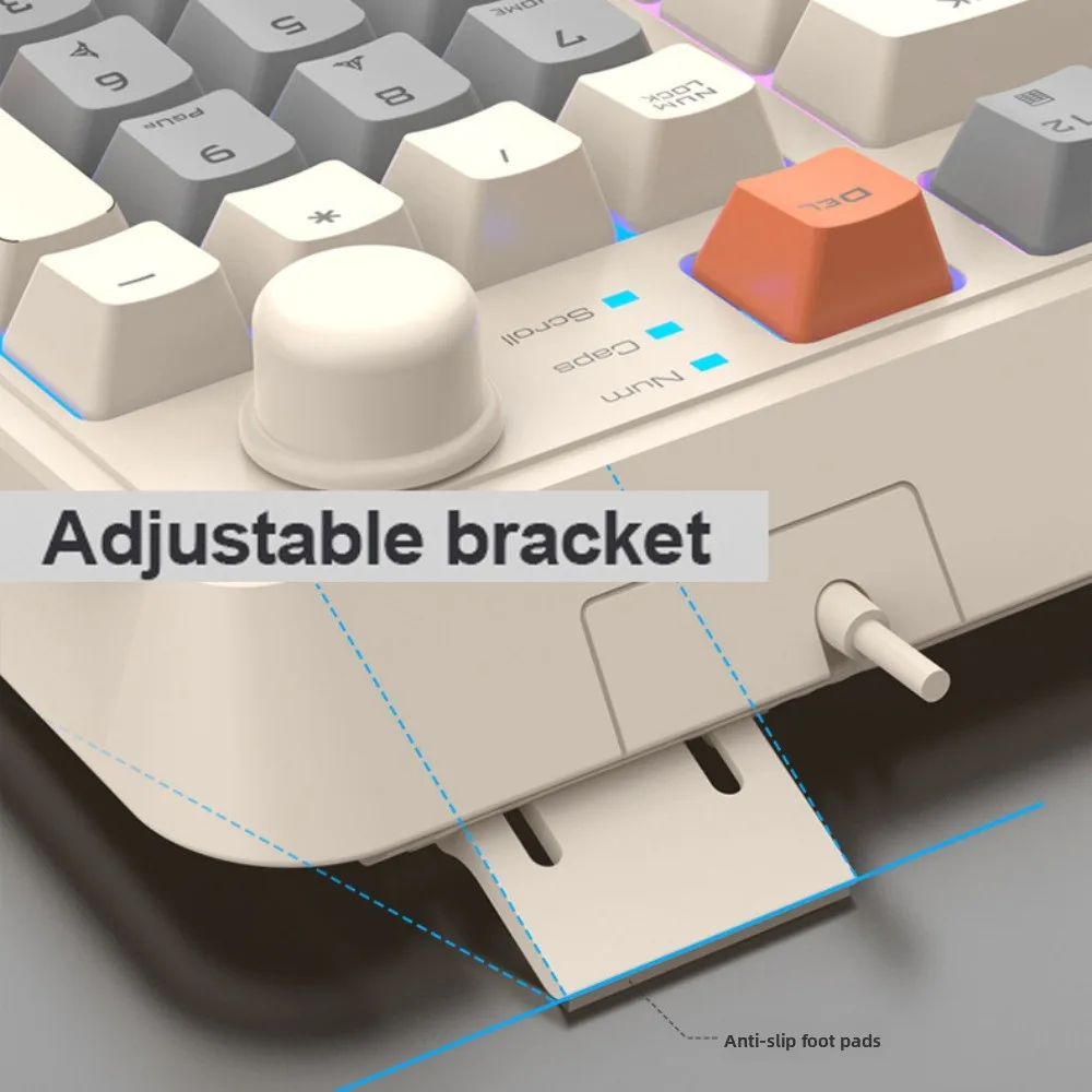 

Mechanical Feel Wired RGB Light Keyboard Independent Knob Adjustable Volume 94 Key RGB Keyboard Luminous Portable