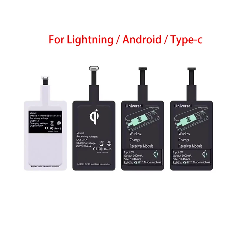 Universal Wireless Charging Receiver Patch Compatible For Apple/Type-C/Android Interface Mobile Phone Fast Charge Pad Patches