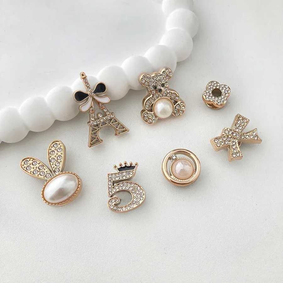14PCS DIY Shoe Charms Rhinestone Pearl Decorations Detachable Pins for Crocs Clogs Sandals Sneakers - Jewelry Accessories