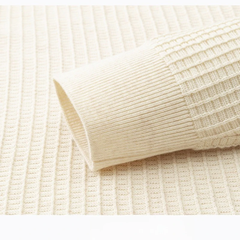 オールドマネースタイル ​ ​ メンズ抗ピリングウール混紡ニットセーター - ライトベージュクルーネック（アイアングレー/ブラック）ソフトな質感の生地 ​ ​