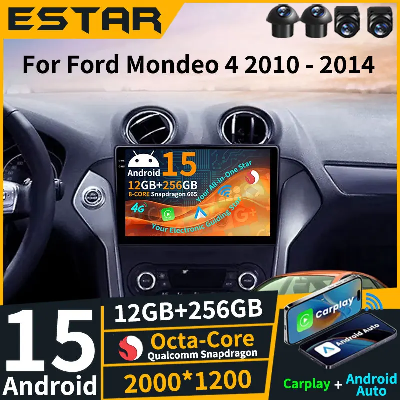 لاسلكي Carplay أندرويد 15 لفورد مونديو 4 Mk4 2006 - 2014 راديو السيارة BT 4G LTE SWC WIFI وحدة رأس الصوت 2din DTS DSP QLED RDS