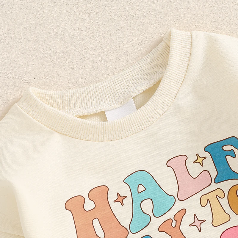 Baby Girls Boys Sweatshirts Rompers Half 1st Birthday Clothes Letter Print Long Sleeve Toddler Fall Bodysuits