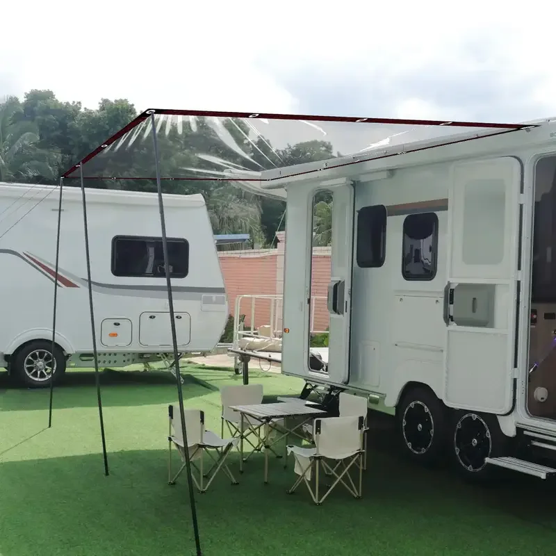 

1PC Transparent Waterproof Oilcloth With Gasket And Reinforced Edge Heavy-Duty Waterproof Cover For Outdoor RV Waterproof Cover