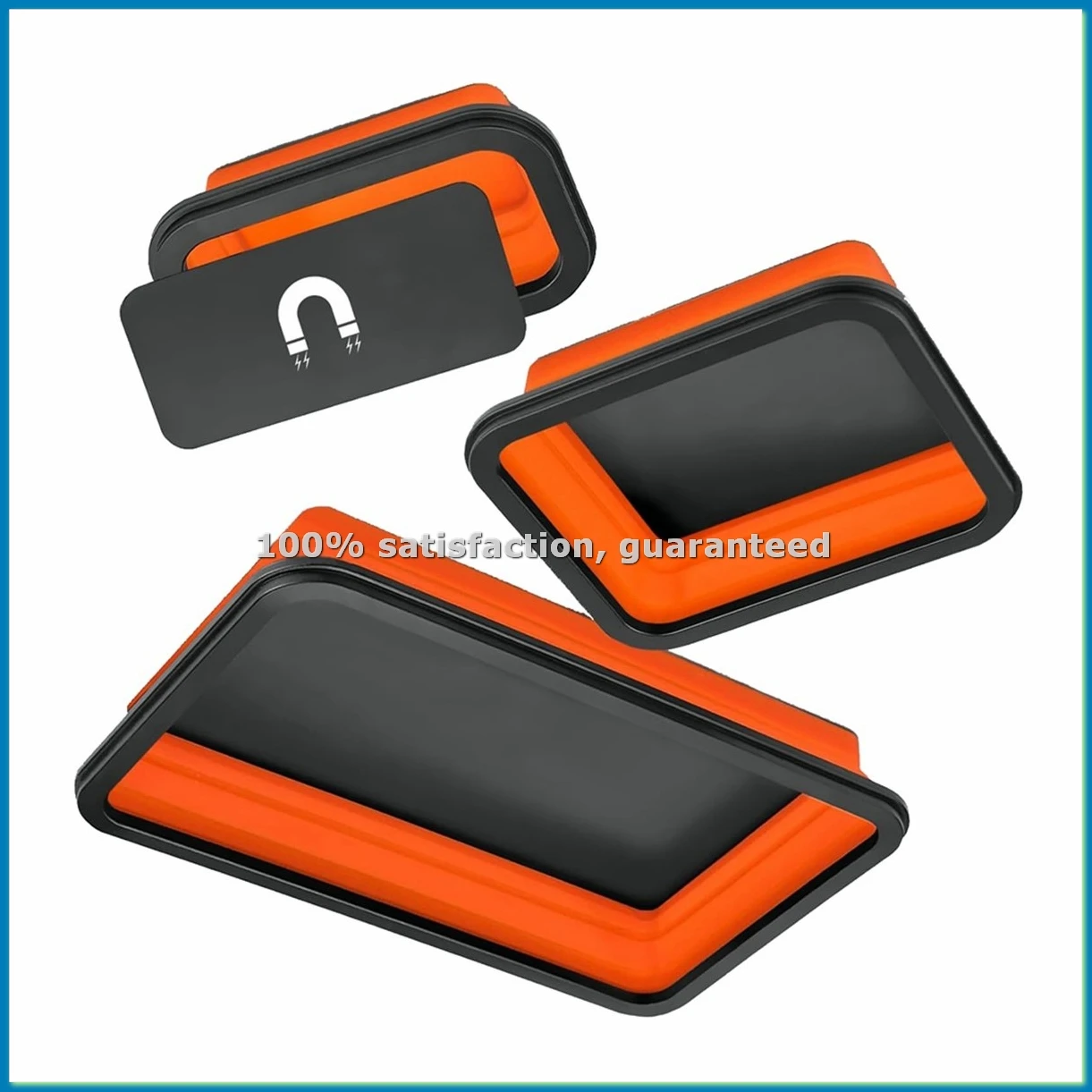 Magnetic Parts Tray Set, 3 Different Size Foldable Silicone Magnetic Tool Trays for Bolts, Screws, Nuts , Tool-ABLL