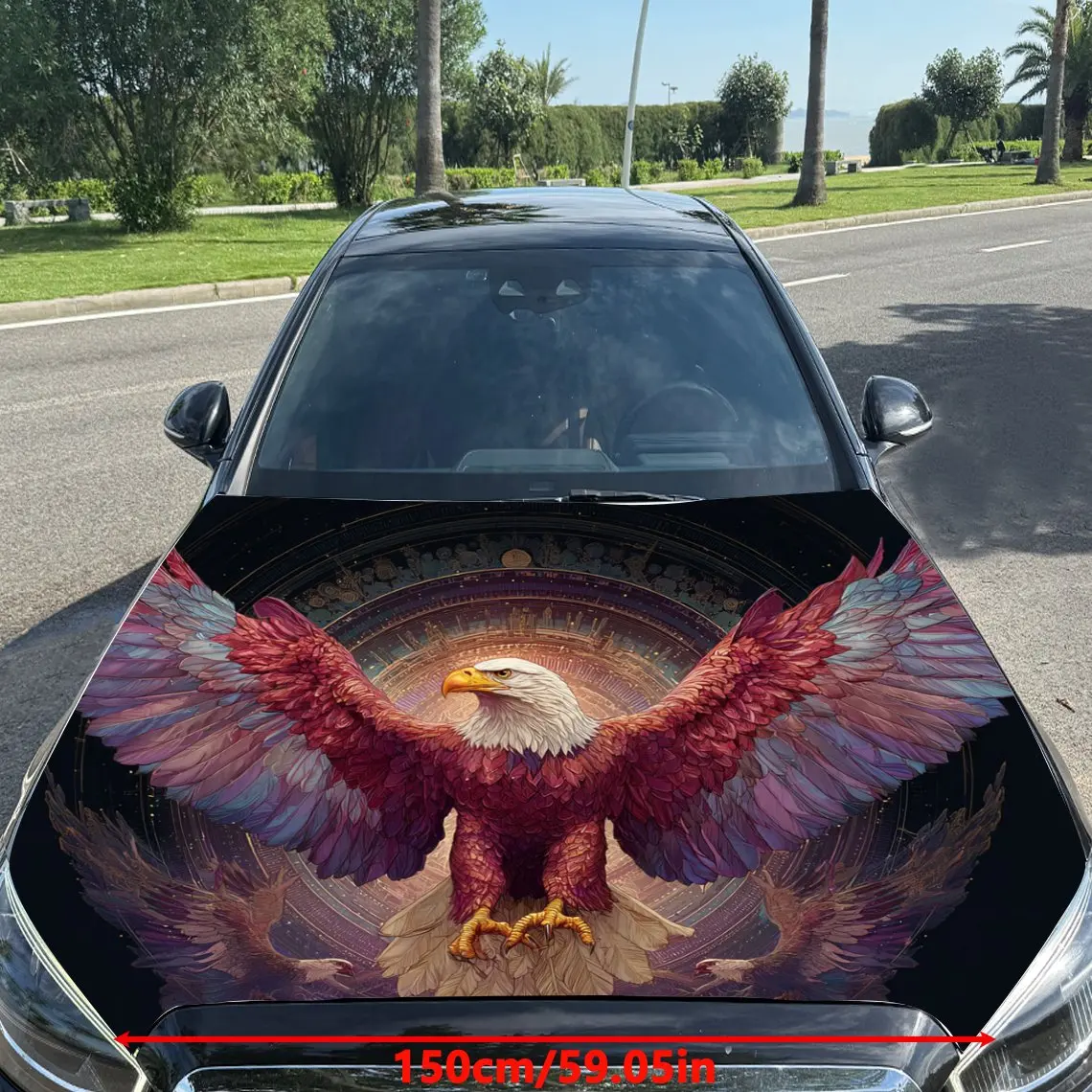 Psychedelic Gradient Eagle Pattern car hood stickers, waterproof self-adhesive, scratch resistant, easy to stick, durable car PV