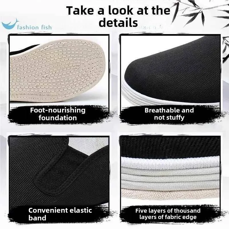 

Beijing Men's Cloth Shoes Breathable Cloth Bottom Thousand-Layer Bottom Slip-On Summer Shoes Black Single Shoes Fashionable