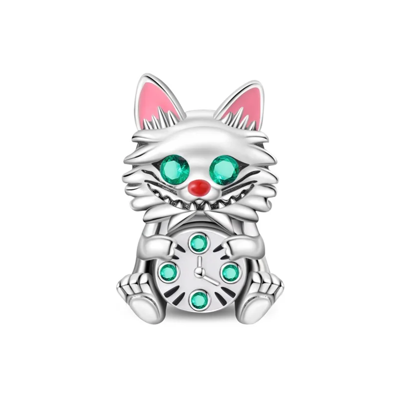 New 925 Sterling Silver Cat Clock Charms Beads For Women Fit Original Bracelet DIY Birthday Party Jewelry Gifts