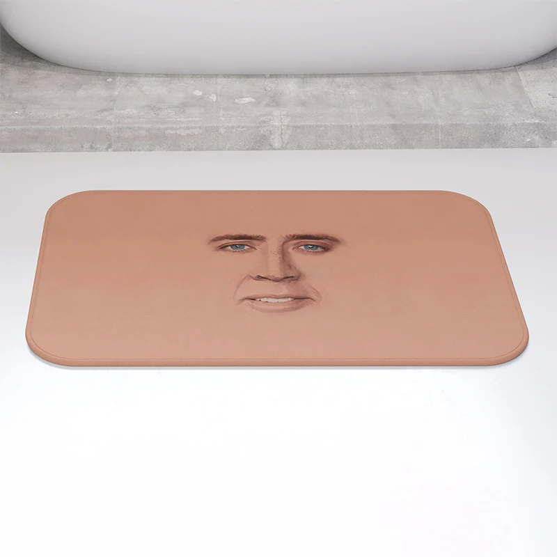 Gaslight Gatekeep Girlboss Nicolas Cage Full Face Bath Mat Non Slip Absorbent Cozy Velvet Bathroom Rug Shower Carpet 60 x 40 cm