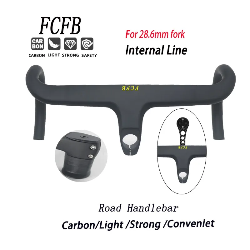 

Карбоновый руль FCFB для шоссейного велосипеда, интегрированный под руль 28,6 мм, с проставками для крепления, велосипедный руль