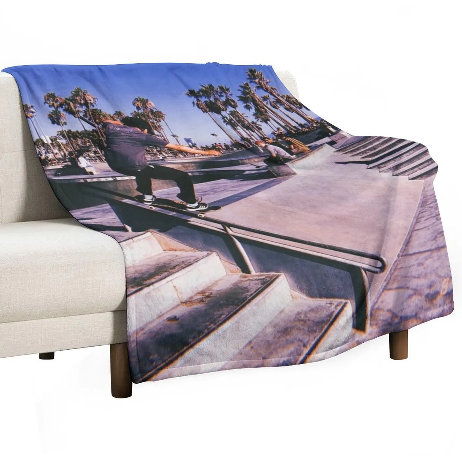 

Venice Beach Skate Park Throw Blanket Bed linens sofa bed Beach bed plaid Blankets