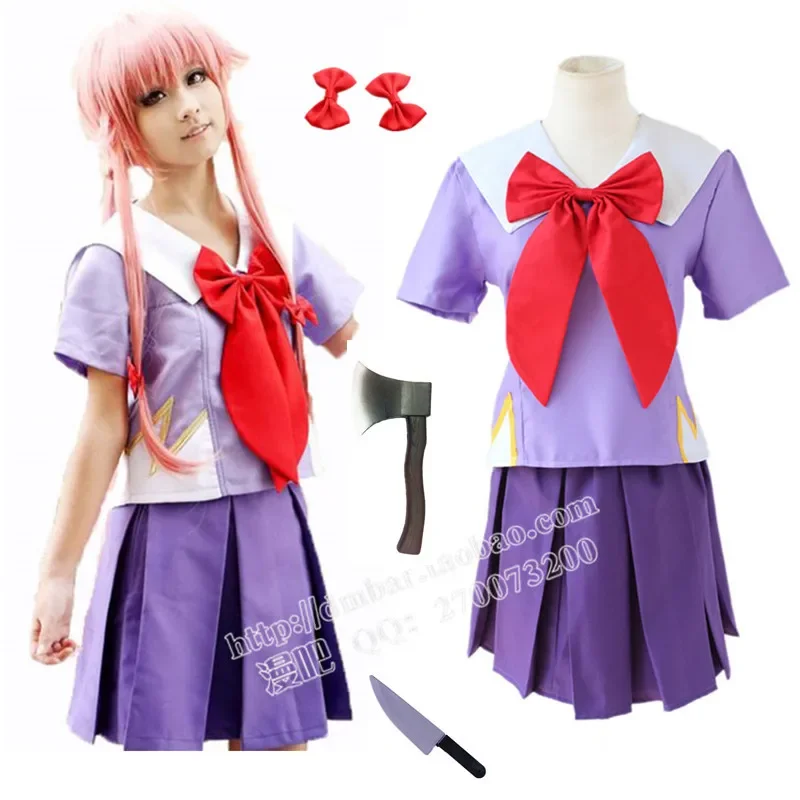 Nuovo arrivo donna Halloween Anime Future Diary 2nd Mirai Nikki Yuno Gasai Costume Cosplay