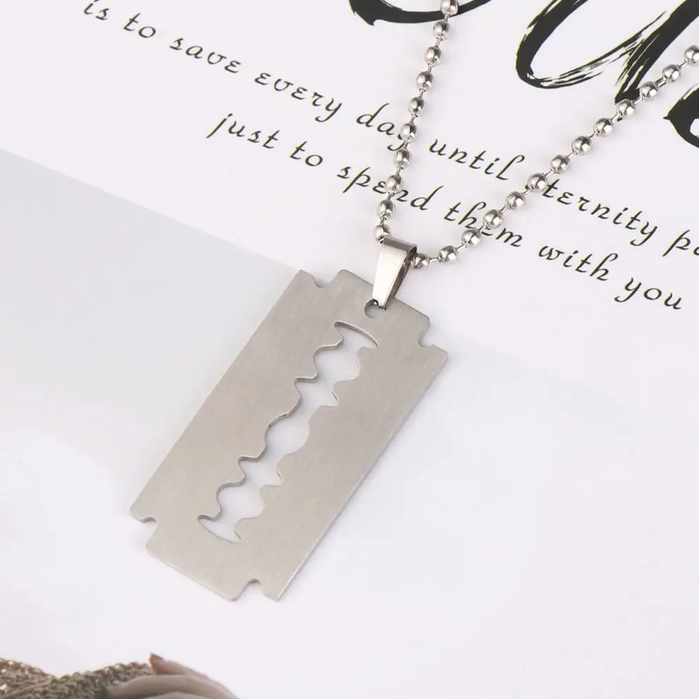 Punk Hip Hop Unisex Razor Blade Shaped Dogtag  Stainless Steel Pendant