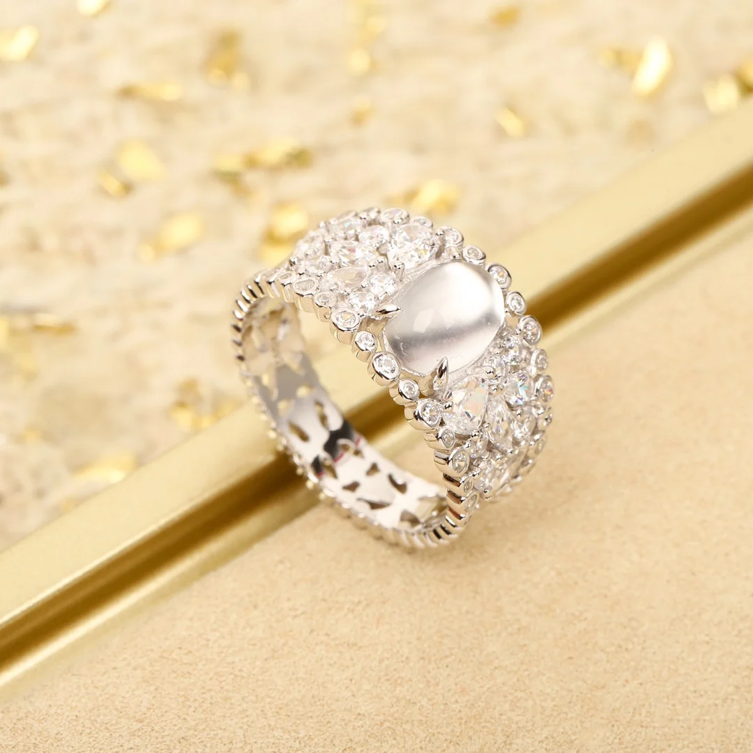 Fine Top Quality 925 Silver Transparent Crystal Ring Women Charm Jewelry Trend