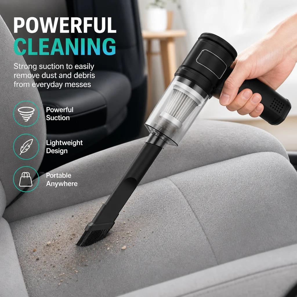 Aspiradora de mano inalámbrica para automóviles, con potente succión de 4000 Pa, motor de alta velocidad de 120000 RPM, batería de 2000