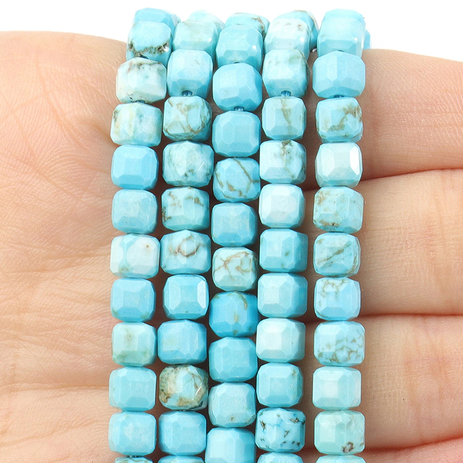 Natural Blue Turquoise Faceted 5mm Square Cube Shape Beads for Jewelry Making Diy Bracelet Necklace Beading Accessories