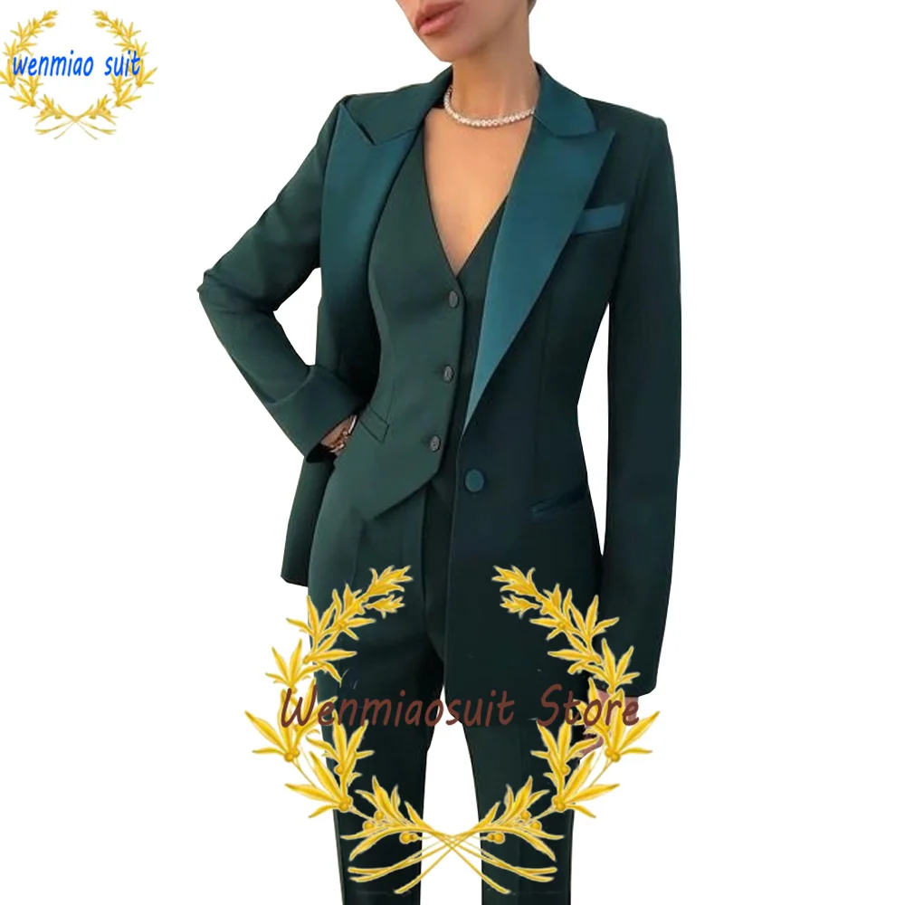 Traje para mujer, Blazer Formal, pantalones, chaleco de 3 piezas, ropa de trabajo de oficina, chaqueta ajustada, traje de moda para mujer, esmoquin