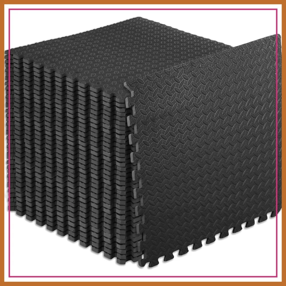 

Interlocking Foam Floor Tiles, 144 sq ft, 36 Tiles, 1/2 inch Thick, Black