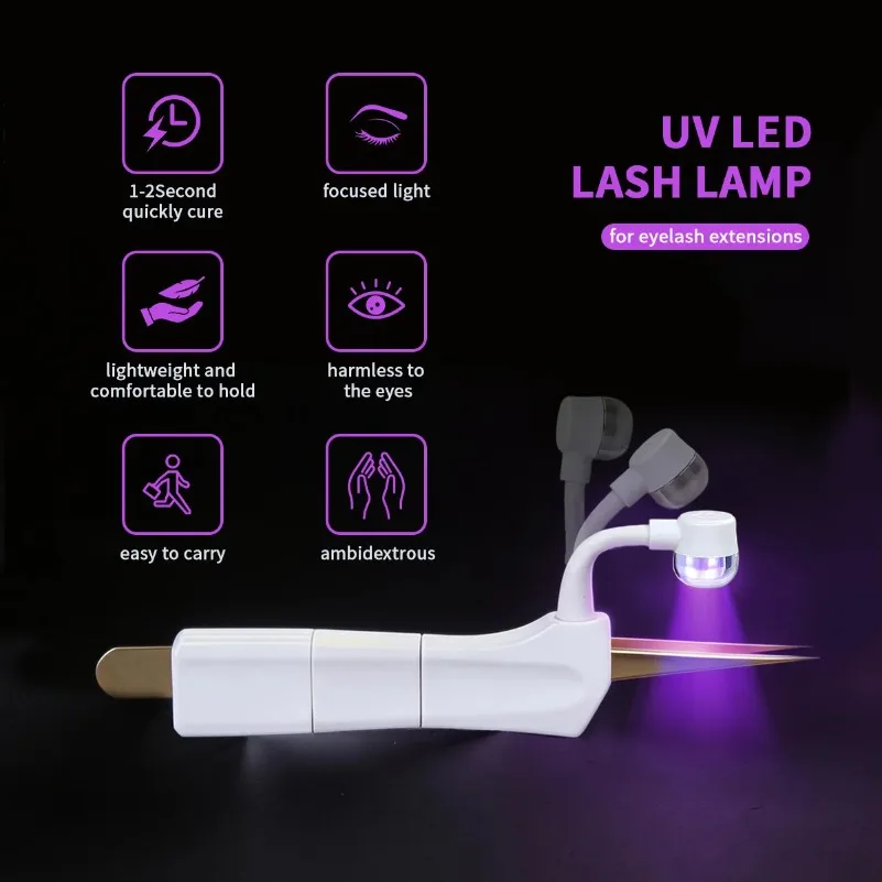 Handheld Tweezers Light LED Eyelash Light UV Eyelash Light Portable Mini Glue Quick Curing Tools