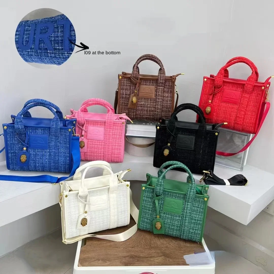 Kurt Geiger 2023กระเป๋าถือสตรีดีไซน์หรูหราใหม่กระเป๋าชายหาดทำจากผ้าขนสัตว์กระเป๋าสะพายได้รับความนิยมแฟชั่นกระเป๋าหิ้วทรงสี่เหลี่ยมความจุขนาดใหญ่