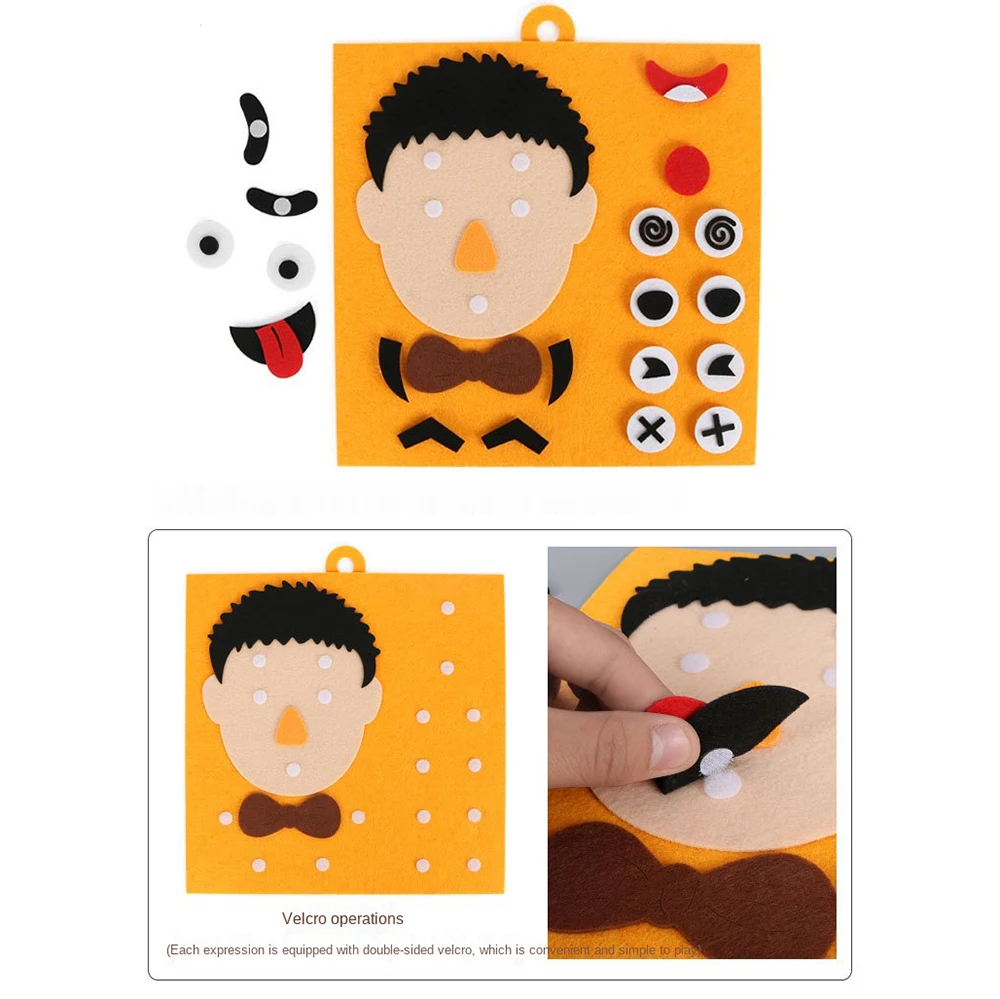 3D Puzzle Funny Felt Non-woven Fabric Early Childhood Education for Children Manual DIY Cognitive Facial Expression Stickers toy