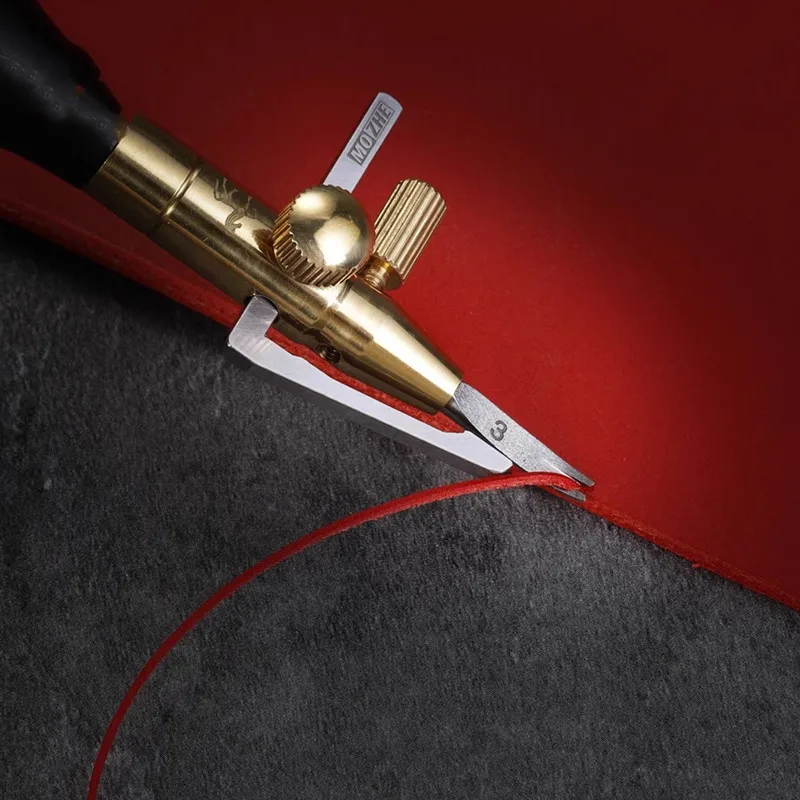 MOZHE Multifunctional Leather Edge Marking And Grooving Device Replaceable Blade Head DIY Leather Craft Cutting Embedding Tool